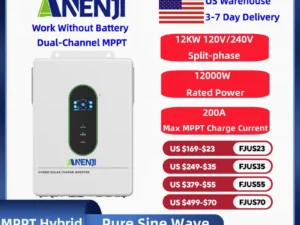 ANENJI Split-Phase 12KW 120v/240v Parallel Solar Inverter Hybrid Dual MPPT Dual Output Built-in MPPT 200A Solar Charger With CT Sensor