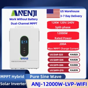 ANENJI Split-Phase 12KW 120v/240v Parallel Solar Inverter Hybrid Dual MPPT Dual Output Built-in MPPT 200A Solar Charger With CT Sensor