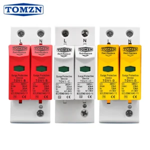 TOMZN AC SPD 2P House Surge Protector Protection Protective Low-voltage Arrester Device 10-20kA 20-40kA 30-60kA 275V 385V 420V