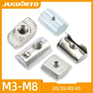 5-10pcs T Block Sliding Nut M3 M5 M6 M8 Zinc/Nickel Plated Roll in Spring T-nut with Ball for 20 30 40 45 Aluminum Profile Slot