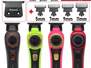 Kemei KM-999 Hair Trimmer for Men DLC T-Blade Zero Gapped LED Display Cordless USB Professional Hair Clipper Finishing Machine
