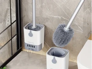 Toilet Brush Set With Holder, Wall Mounted Long Handle Toilet Brush Flexible Toilet Brush Bathroom Brush Cleaning Tools