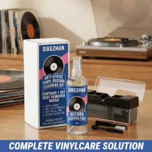 Record Cleaner Kit with 65ml Spray, Anti-Static Velvet Brush & Stylus Cleaning Tools for Safe Vinyl Turntable Use