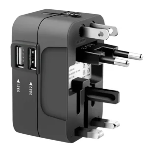 1pc Travel Adapter with 2 USB Charging Ports, Dual USB Charger, World All In One Universal Travel Adapter, Wall Charger
