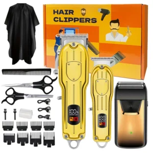 Professional Hair Clipper Set with LCD Display, Beard Trimmer & Foil Shaver for Men – Cordless Rechargeable Clippers Beard Trimmer Kit for Home, Barber ,Gifts