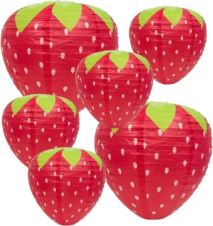 3PCSX20CM Strawberry Paper Lanterns Ornament Very Refreshing and Cute for Fruit Theme Birthday Party Baby Shower Paper Wedding G