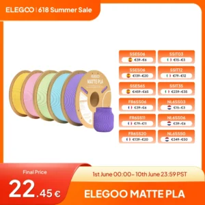 ELEGOO Matte PLA Filament 1KG,1.75mm FDM 3D Printer Filament Dimensional Accuracy +/- 0.02mm, 1kg Carboard Spool (2.2lbs)