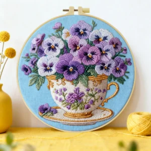 1pc 20X20CM/15X15CM 7.87/6.3inch Flower Embroidery Starter Kit DIY Kit DIY Embroidery Kit Manualidades Needle Art Home Decor
