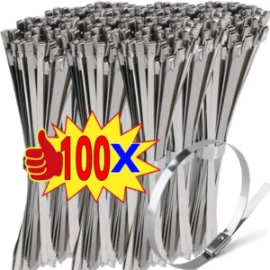 20/40/80/100pcs Stainless Steel Metal Cable Ties Exhaust Wrap Coated Locking Metal Zip-Exhaust Multifunctional Locking Cable Tie
