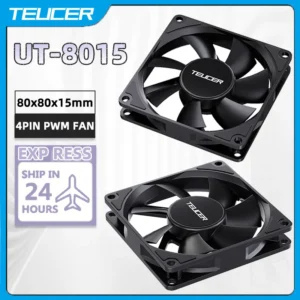 TEUCER 8015 Computer Case Fan 80mm/92mm 4-pin PWM High Airflow Ultra-thin Cooling Fan 1200-3000RPM Cascadable FDB Bearing Fan
