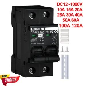 DC1000V MCB Solar DC Circuit Breaker Overload Protection Disconnect Switch 100A 120A 20A 25A 30A 40A 50A 60A Battery Protector