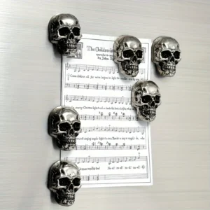 6pcs Gothic Skull Stainless Steel Refrigerator Magnets The Hymn to the Sun" Sheet Music Design, Dark & Elegant Decor for Adults