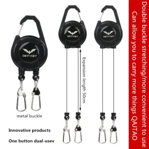 Outdoor double headed clip buckle, work permit hanging buckle, keychain, fishing buckle, telescopic buckle, easy to pull buckle