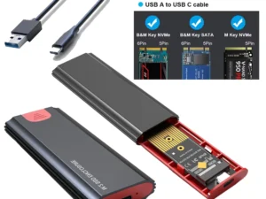 M2 SSD Case M.2 NVMe SATA SSD Enclosure Adapter 10Gbps USB 3.2 Gen2 USB C External Enclosure Supports M and B and B&M Keys