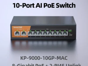 KeepLiNK 10-Port Gigabit Ethernet Switch with 8-PoE Ports and 2-RJ45 Copper Uplink Plug and Play