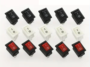 15pcs Mini Rocker Switch SPST Black and Red Snap in Switches Button AC 250V 3A / 125V 6A 2 Pin I/O 10*15mm On-off Switch Rocker