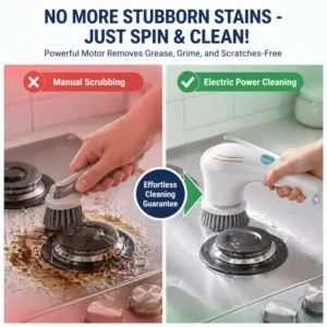 Effortless Electric Grease Scrubber, Rechargeable Cordless Power Cleaning Brush, for Kitchen Sink Tile & Stubborn Stains