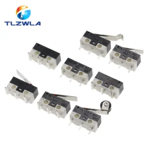 10PCS Micro Limit Switch Momentary Push Button Switch 1A 125V AC Mouse Switch 3Pins Long Handle Roller Lever Arm SPDT 12X6X6MM