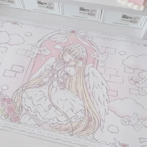 Ins Style Original Design Girl Mouse Pad Waterproof Anti Slip Student Dormitory Dining Table Mat Cute Office Study Keyboard Pad