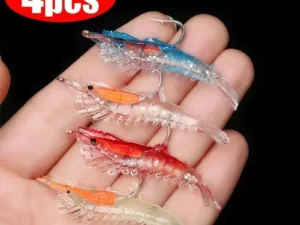 4pcs Realistic Luminous Soft Shrimp Shaped Artificial Simulation Fishing Lures with Sharp Hooks Fishing Accessories